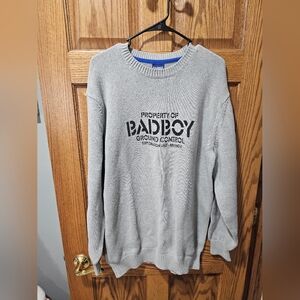 Vintage Y2K Badboy Men's Crewneck Sweater in Light Gray